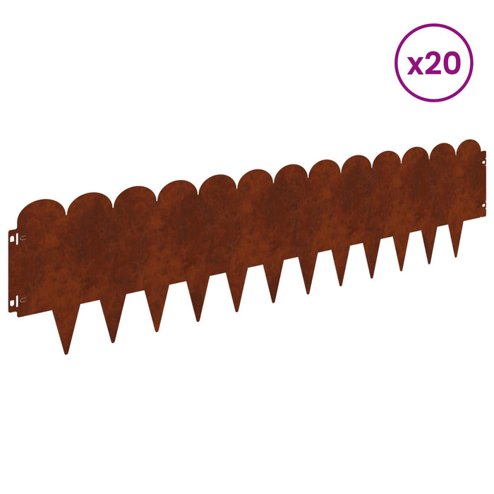 Margine pentru gazon 20 pcs 103 x 25 cm Oțel Ruginit WALTI