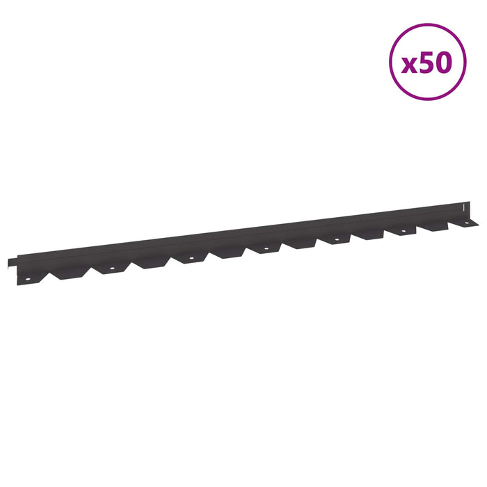 Margine pentru gazon 50 pcs 102 x 4 x 4 cm Oțel Negru - WALTI WALTI