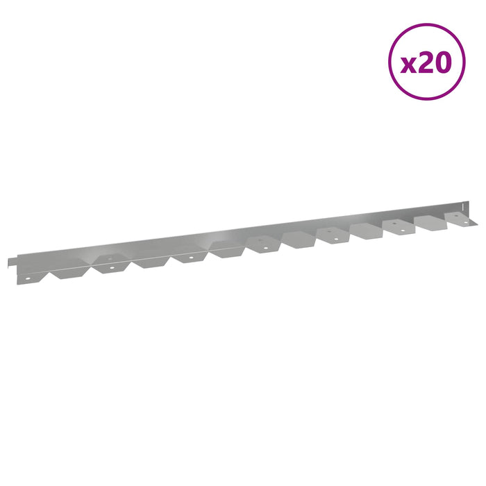 Margine pentru gazon 20 pcs 102 x 4 x 4 cm Oțel Argintiu WALTI