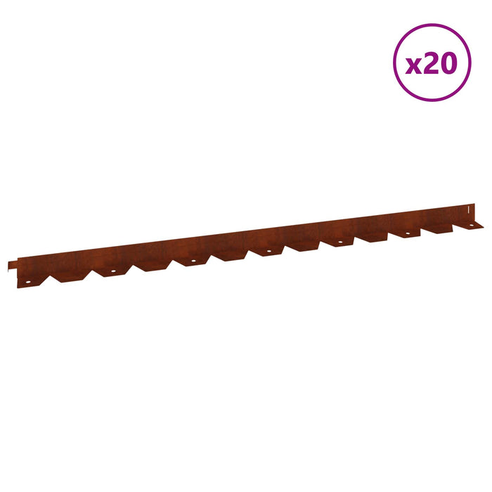 Margine pentru gazon 20 pcs 102 x 4 x 4 cm Oțel Ruginit WALTI