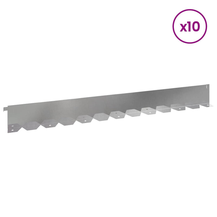 Margine pentru gazon 10 pcs 102 x 10 x 4 cm Oțel Argintiu WALTI