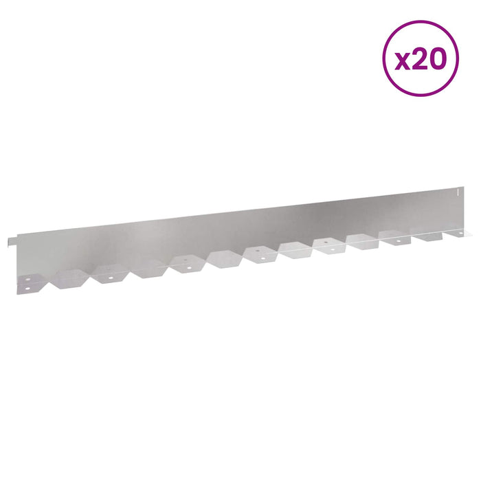 Margine pentru gazon 20 pcs 102 x 10 x 4 cm Oțel Argintiu WALTI