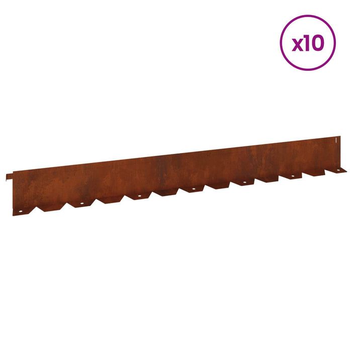 Margine pentru gazon 10 pcs 102 x 10 x 4 cm Oțel Ruginit WALTI