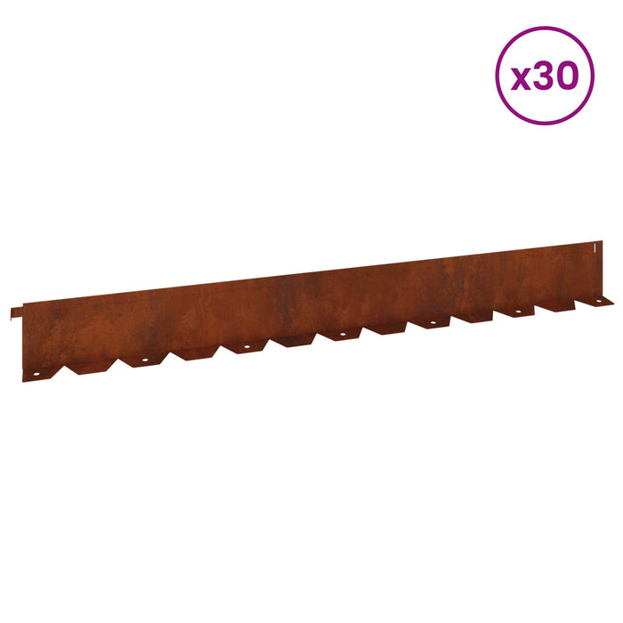 Margine pentru gazon 30 pcs 102 x 10 x 4 cm Oțel Ruginit WALTI
