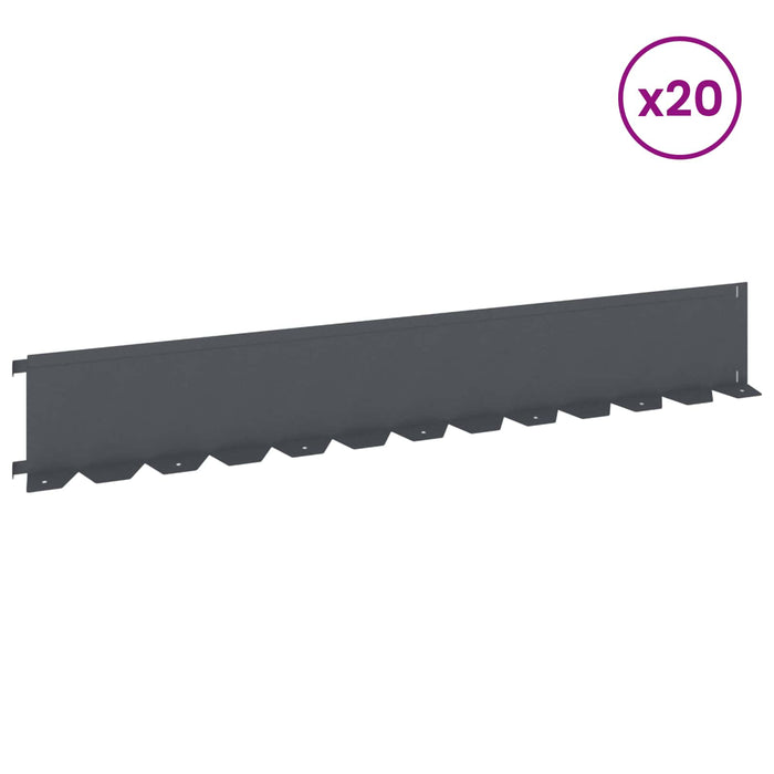 Margine pentru gazon 20 pcs 102 x 15 x 4 cm Oțel Antracit WALTI