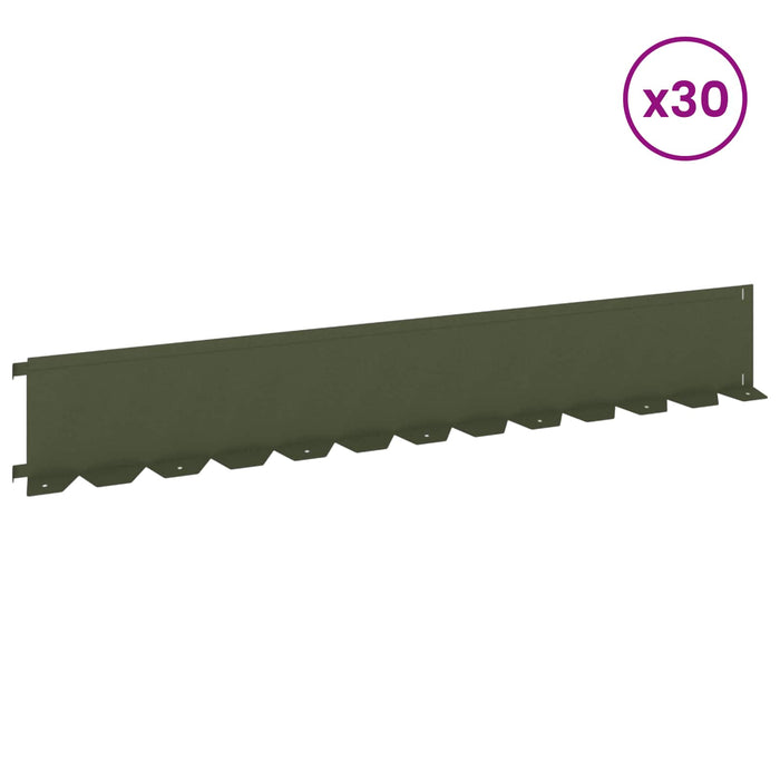 Margine pentru gazon 30 pcs 102 x 15 x 4 cm Oțel Verde măsliniu WALTI