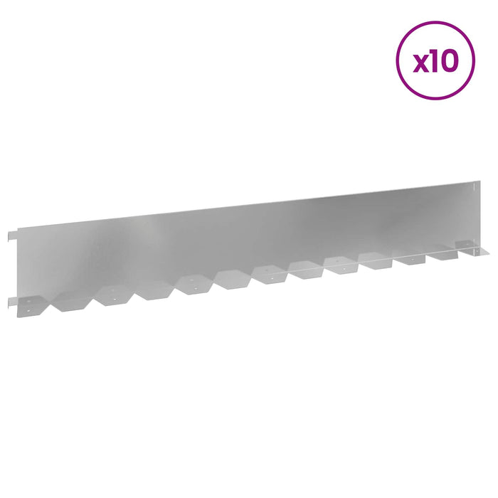 Margine pentru gazon 10 pcs 102 x 15 x 4 cm Oțel Argintiu WALTI