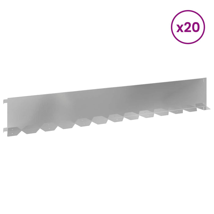 Margine pentru gazon 20 pcs 102 x 15 x 4 cm Oțel Argintiu WALTI