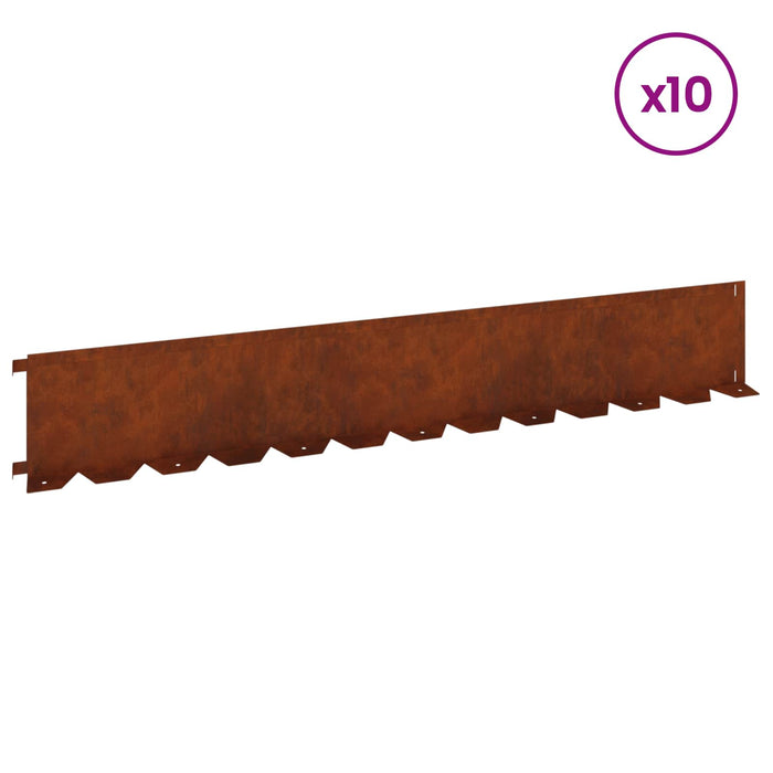 Margine pentru gazon 10 pcs 102 x 15 x 4 cm Oțel Ruginit WALTI