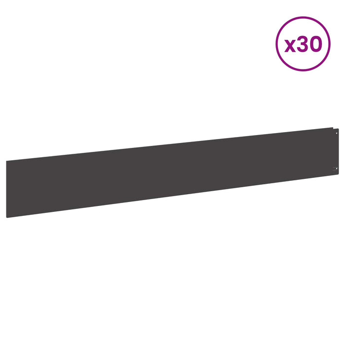 Margine pentru gazon 30 buc. 100 x 15 cm Oțel Negru - WALTI WALTI