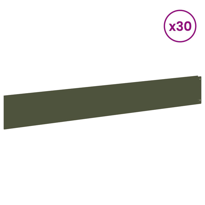 Margine pentru gazon 30 buc. 100 x 15 cm Oțel Verde măsliniu - WALTI WALTI