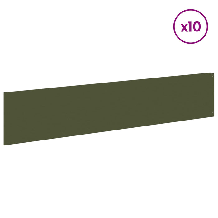 Margine pentru gazon 10 buc. 100 x 22 cm Oțel Verde măsliniu - WALTI WALTI