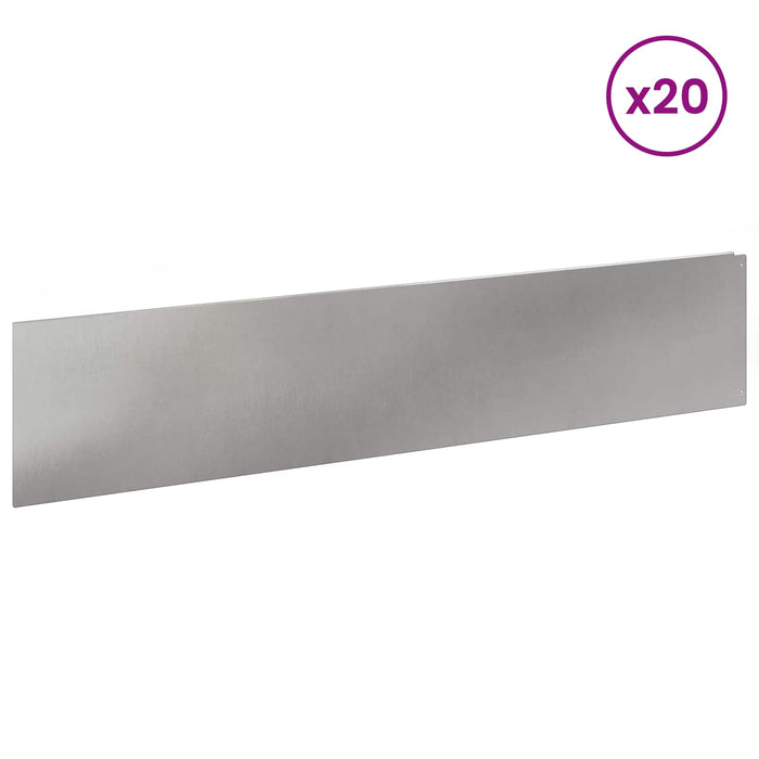 Margine pentru gazon 20 buc. 100 x 22 cm Oțel Argintiu - WALTI WALTI