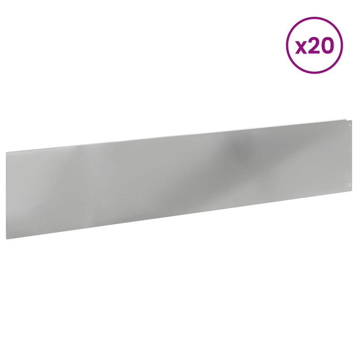 Margine pentru gazon 20 buc. 100 x 22 cm Oțel Argintiu - WALTI WALTI