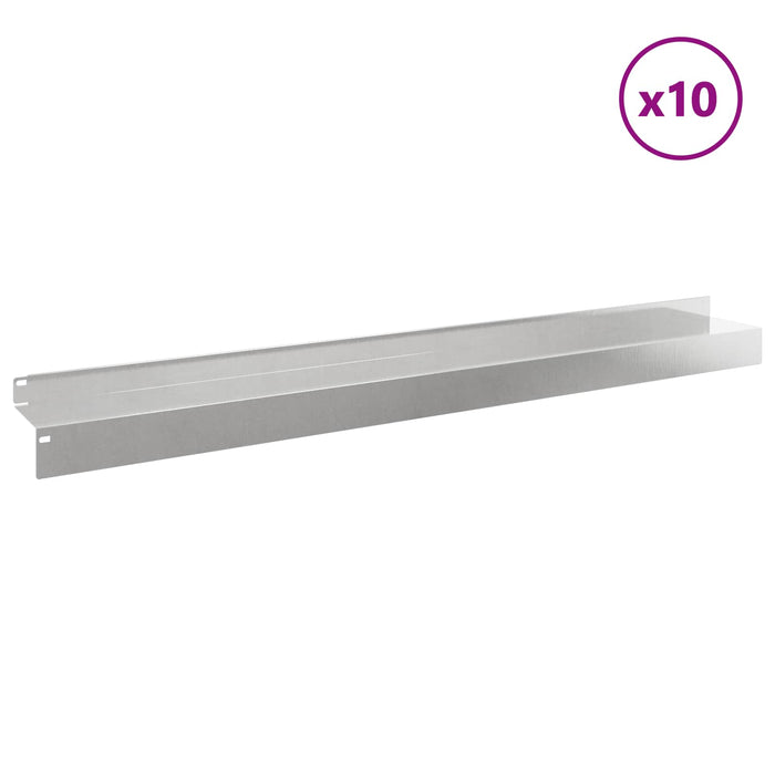 Margine pentru gazon 10 pcs 100 x 10 x 8 cm Oțel Argintiu WALTI