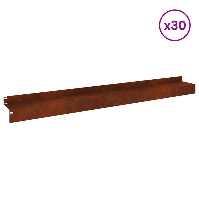 Margine pentru gazon 30 pcs 100 x 10 x 8 cm Oțel Ruginit WALTI