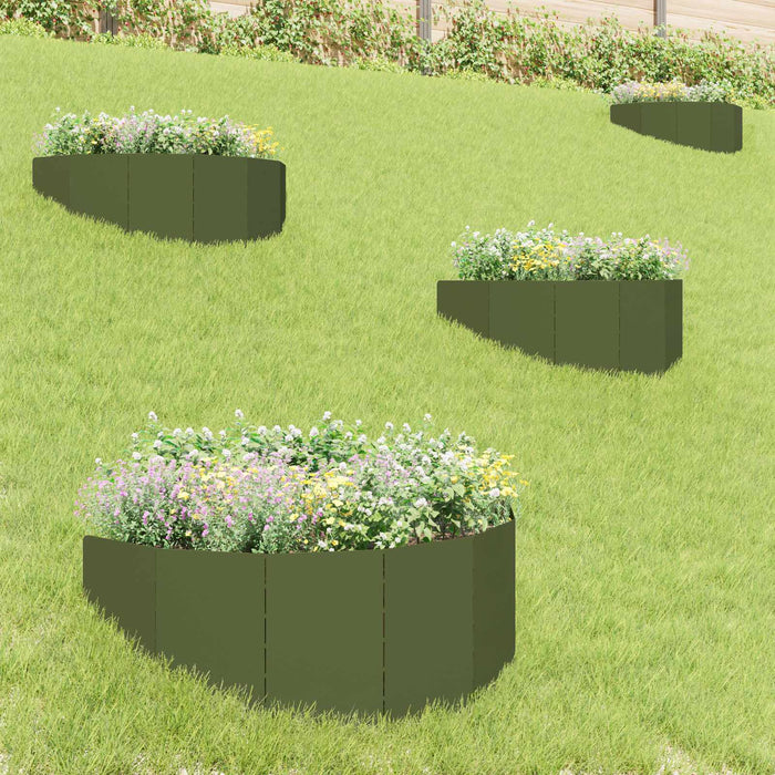 Margine pentru gazon 4 buc. 100 x 45 cm Oțel Verde măsliniu - WALTI WALTI