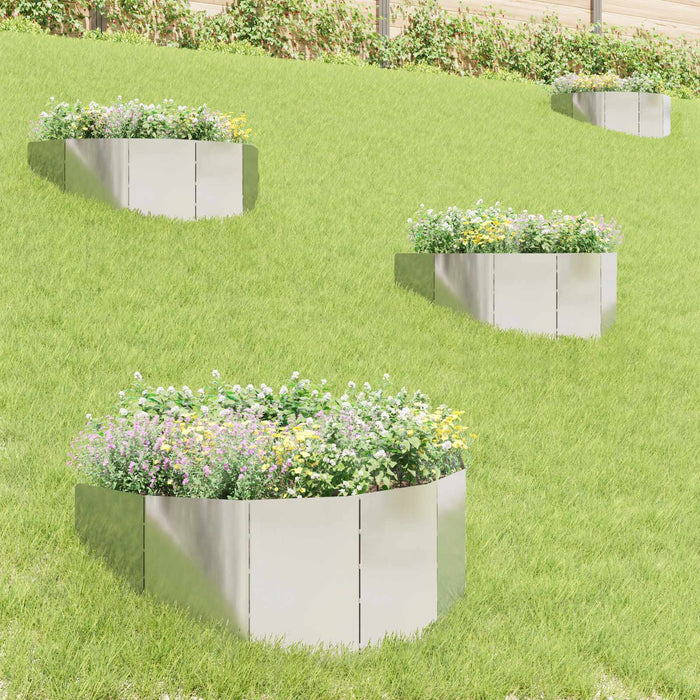 Margine pentru gazon 4 pcs 100 x 45 cm Oțel Argintiu WALTI