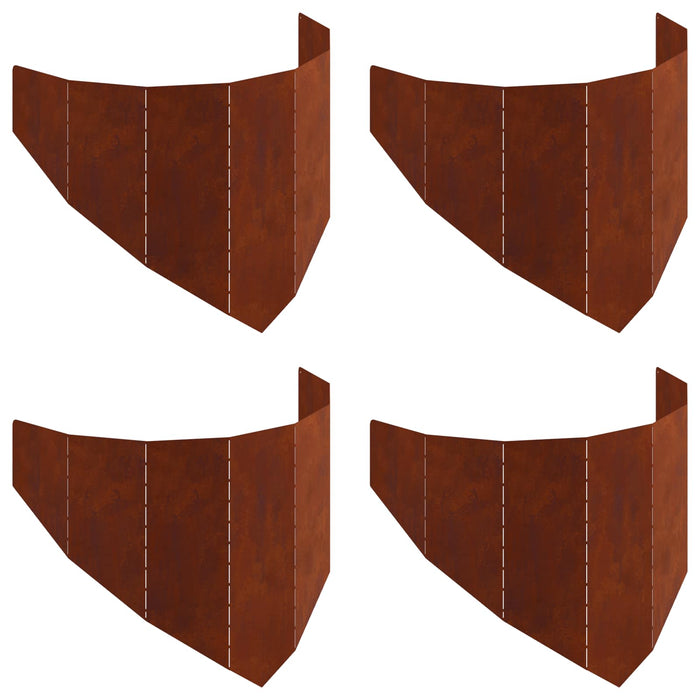 Margine pentru gazon 4 pcs 100 x 45 cm Oțel Ruginit WALTI