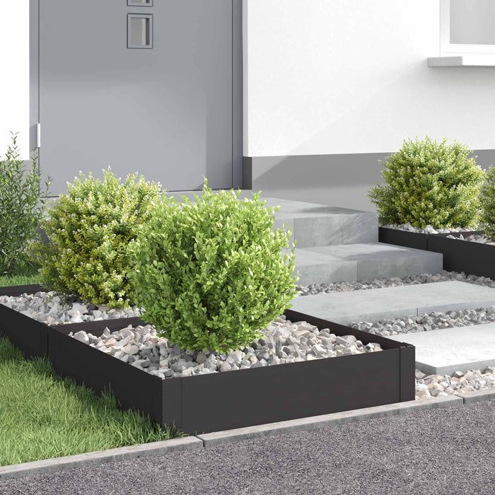 Margine pentru gazon 4 pcs 60 x 60 x 20 cm Oțel Negru WALTI