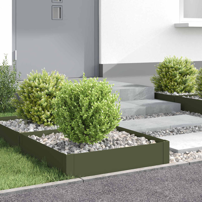 Margine pentru gazon 4 buc. 60 x 60 x 20 cm Oțel Verde măsliniu - WALTI WALTI