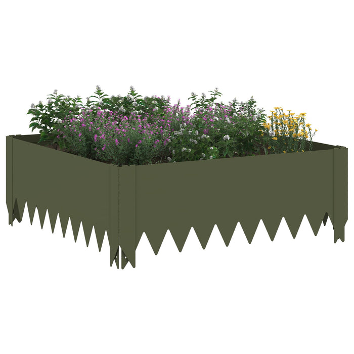 Margine pentru gazon 4 buc. 60 x 60 x 20 cm Oțel Verde măsliniu - WALTI WALTI