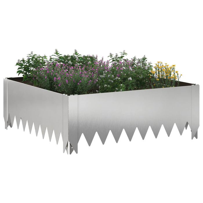 Margine pentru gazon 4 buc. 60 x 60 x 20 cm Oțel Argintiu WALTI