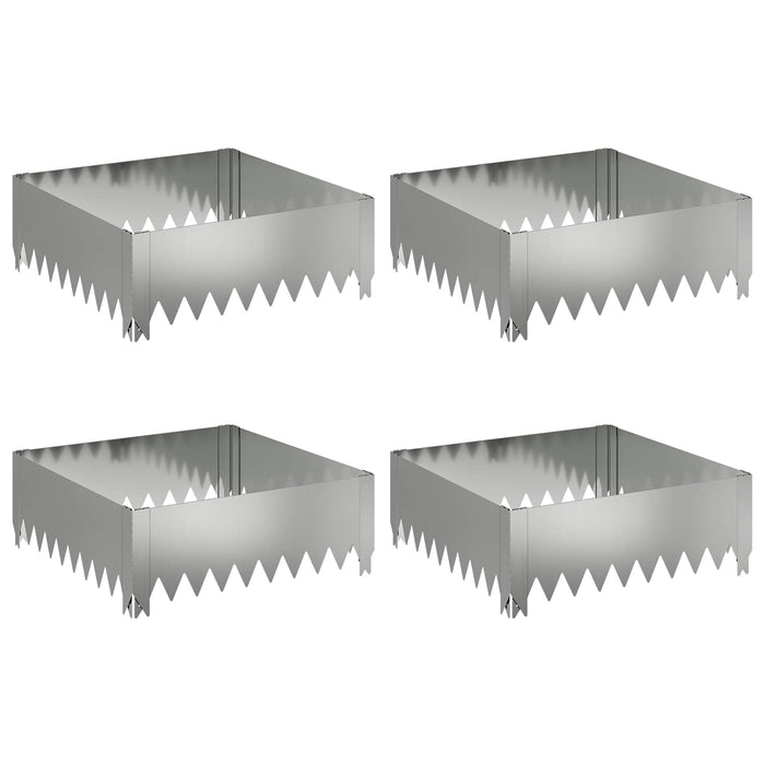 Margine pentru gazon 4 pcs 60 x 60 x 20 cm Oțel Argintiu WALTI