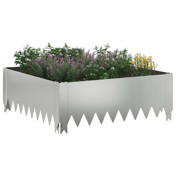 Margine pentru gazon 4 pcs 60 x 60 x 20 cm Oțel Argintiu WALTI