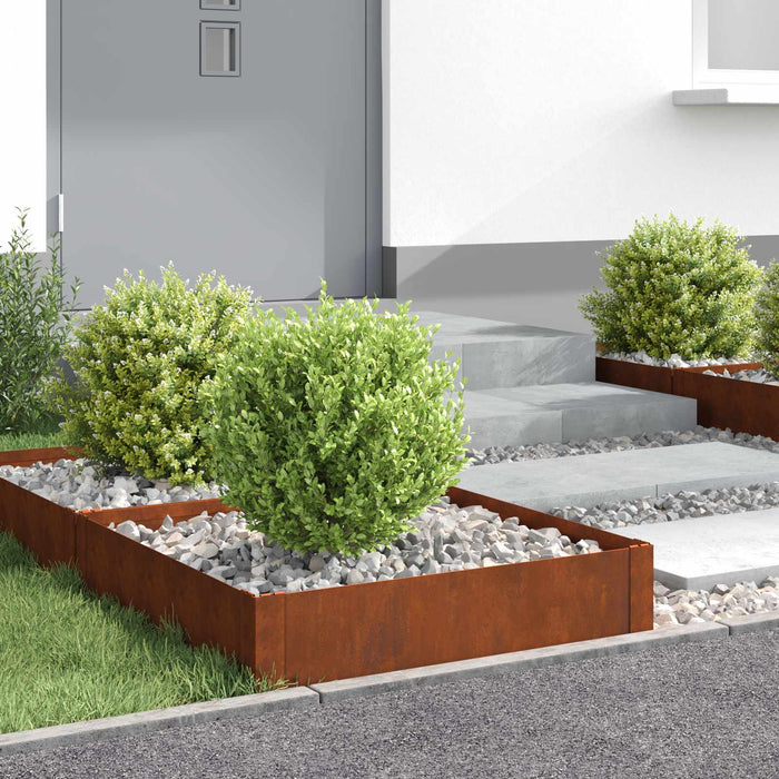 Margine pentru gazon 4 pcs 60 x 60 x 20 cm Oțel Ruginit WALTI