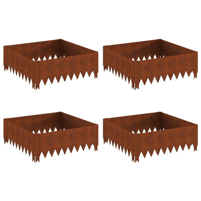 Margine pentru gazon 4 pcs 60 x 60 x 20 cm Oțel Ruginit WALTI