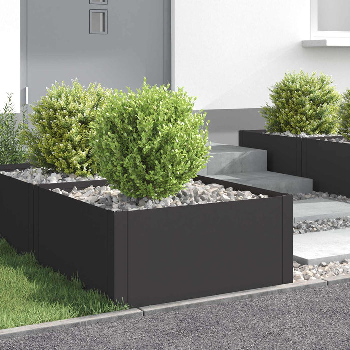 Margine pentru gazon 4 pcs 60 x 60 x 35 cm Oțel Negru WALTI