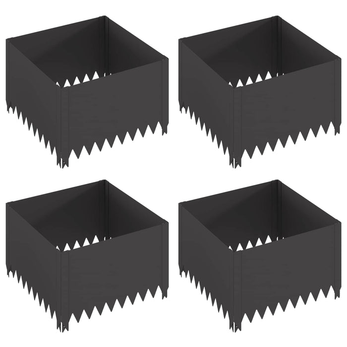 Margine pentru gazon 4 pcs 60 x 60 x 35 cm Oțel Negru WALTI
