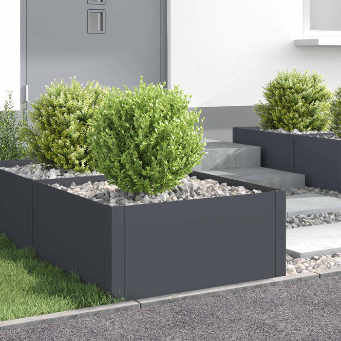 Margine pentru gazon 4 pcs 60 x 60 x 35 cm Oțel Antracit WALTI
