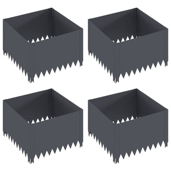 Margine pentru gazon 4 pcs 60 x 60 x 35 cm Oțel Antracit WALTI