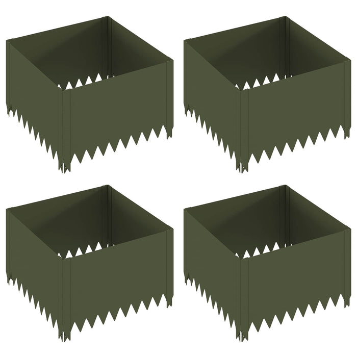 Margine pentru gazon 4 buc. 60 x 60 x 35 cm Oțel Verde măsliniu - WALTI WALTI