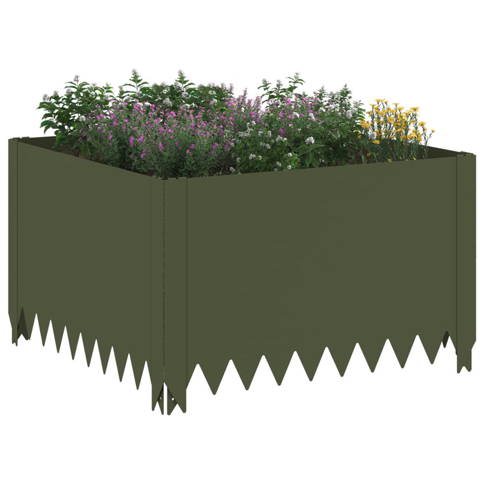 Margine pentru gazon 4 buc. 60 x 60 x 35 cm Oțel Verde măsliniu - WALTI WALTI