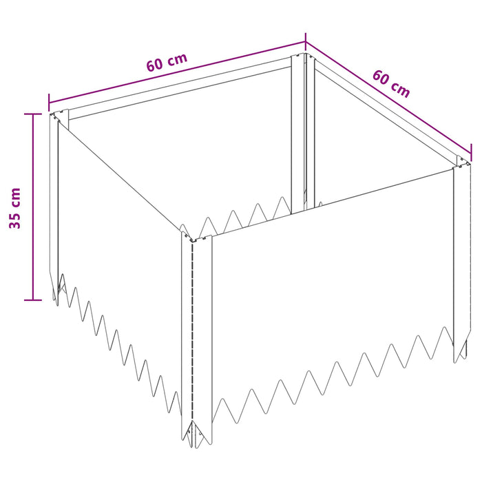 Margine pentru gazon 4 buc. 60 x 60 x 35 cm Oțel Argintiu - WALTI WALTI