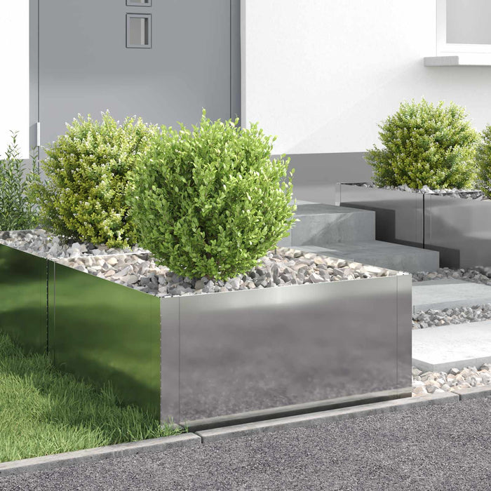 Margine pentru gazon 4 pcs 60 x 60 x 35 cm Oțel Argintiu WALTI