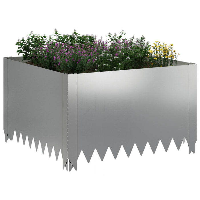 Margine pentru gazon 4 pcs 60 x 60 x 35 cm Oțel Argintiu WALTI