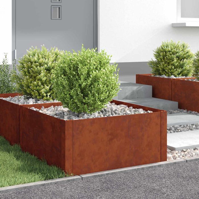 Margine pentru gazon 4 pcs 60 x 60 x 35 cm Oțel Ruginit WALTI
