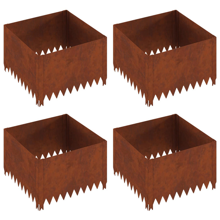 Margine pentru gazon 4 pcs 60 x 60 x 35 cm Oțel Ruginit WALTI