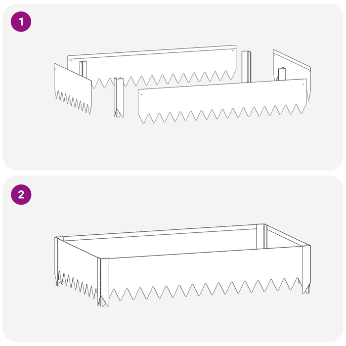 Margine pentru gazon 100 x 60 x 20 cm Oțel Argintiu - WALTI WALTI