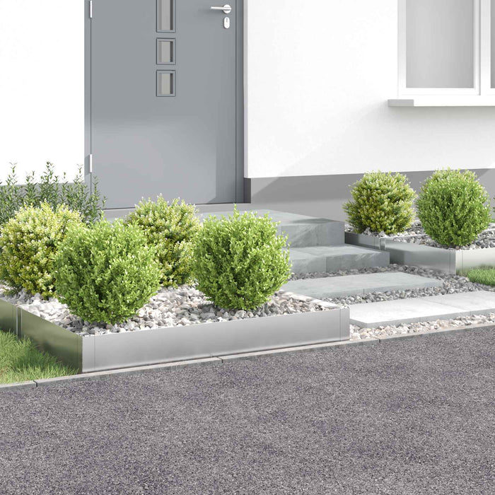 Margine pentru gazon 4 buc. 100 x 60 x 20 cm Oțel Argintiu WALTI