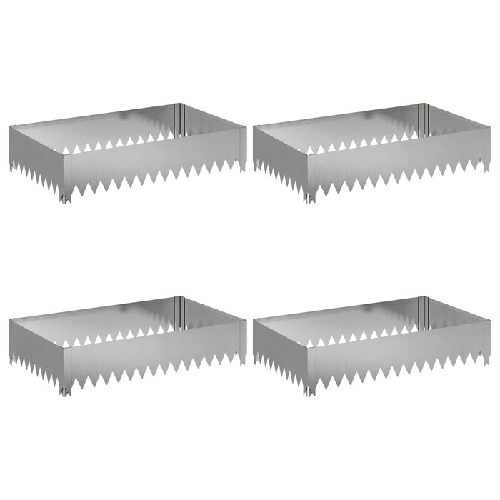 Margine pentru gazon 4 pcs 100 x 60 x 20 cm Oțel Argintiu WALTI