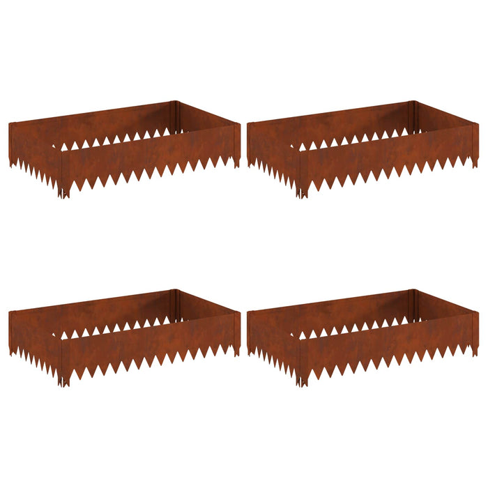 Margine pentru gazon 4 pcs 100 x 60 x 20 cm Oțel Ruginit WALTI