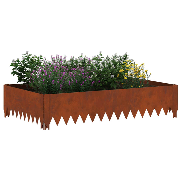Margine pentru gazon 4 pcs 100 x 60 x 20 cm Oțel Ruginit WALTI