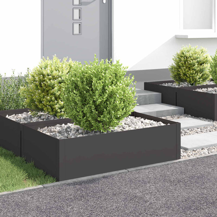 Margine pentru gazon 4 buc. 100 x 60 x 35 cm Oțel Negru - WALTI WALTI