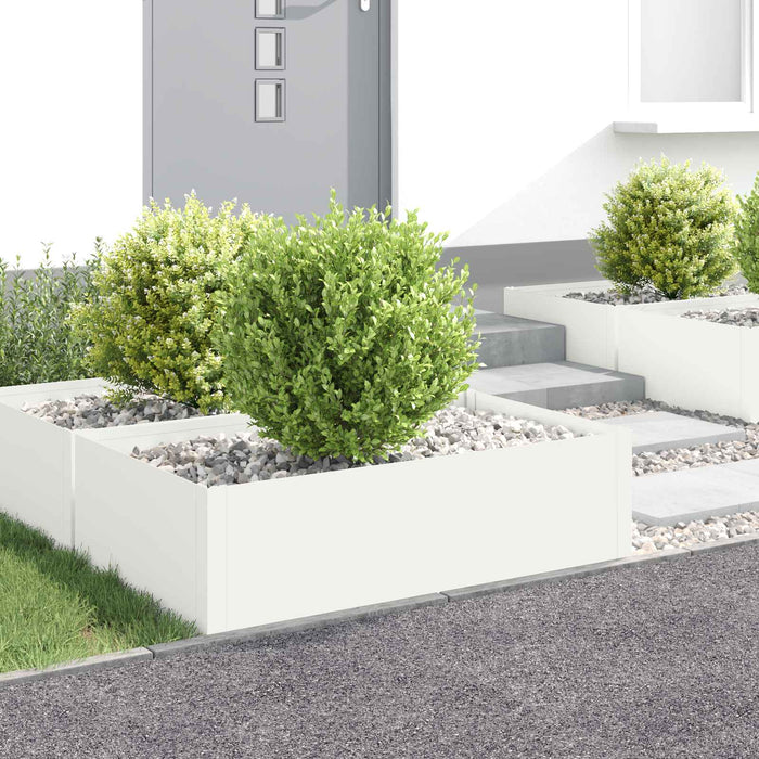 Margine pentru gazon 4 buc. 100 x 60 x 35 cm Oțel Alb - WALTI WALTI