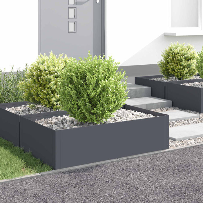 Margine pentru gazon 4 buc. 100 x 60 x 35 cm Oțel Antracit - WALTI WALTI